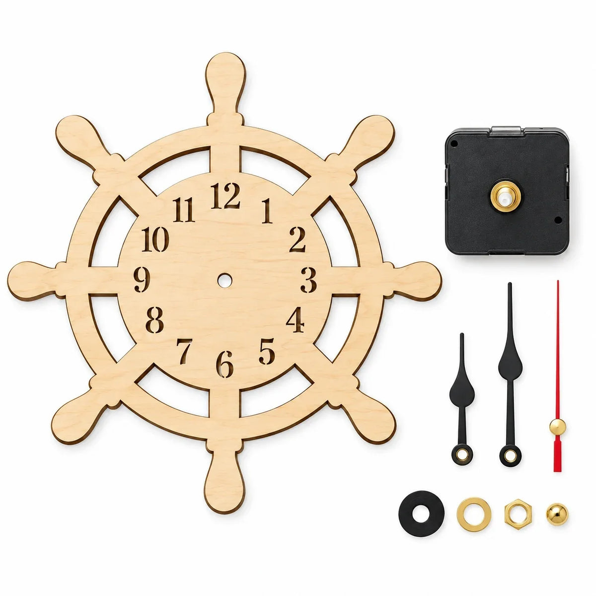 Wooden Ship Wheel Wall Clock, Wooden Clock, Maritime Beach House Wall Art, Rustic Sailing Decor, Seaside Living Room Clock