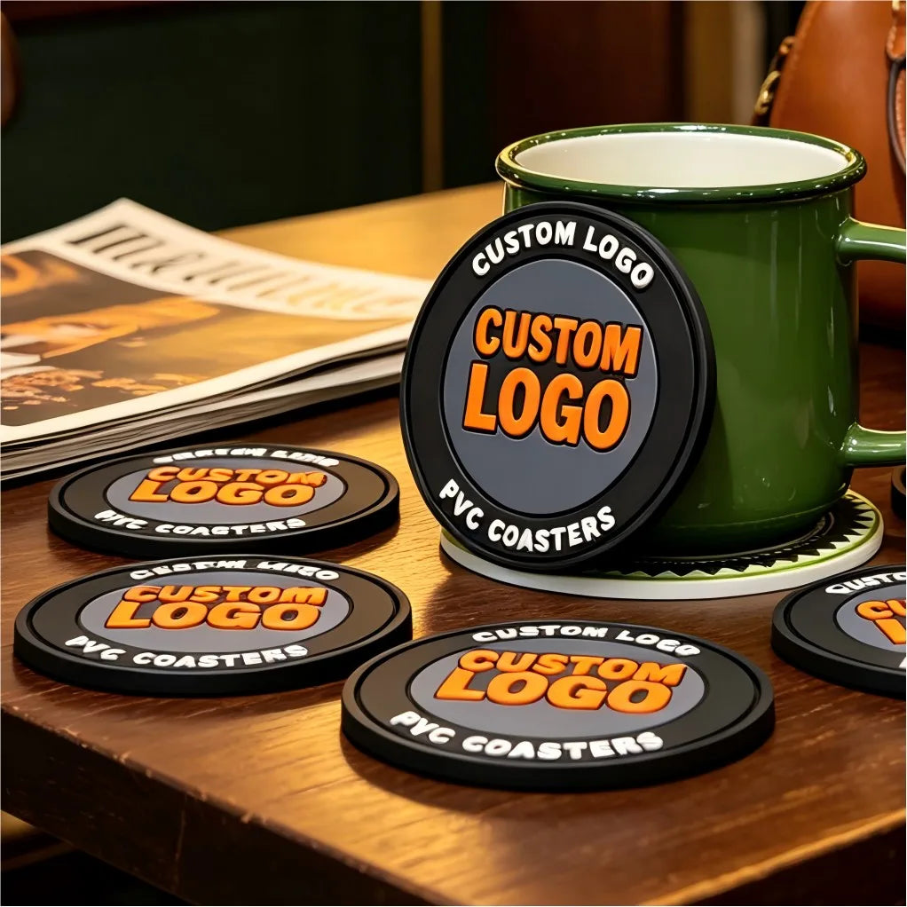 Custom Personalized Soft PVC Cup Drink Bar Coaster Rubber Coasters Any Shape with Your Logo Design Mats & Pads for Home Bar
