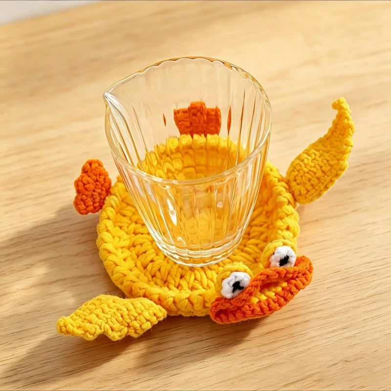 Funny Animal Crochet Coaster Heat Resistant Drink Coaster Knitting Duck Goose Frog Mouse Coasters Table Placemats Home Decor