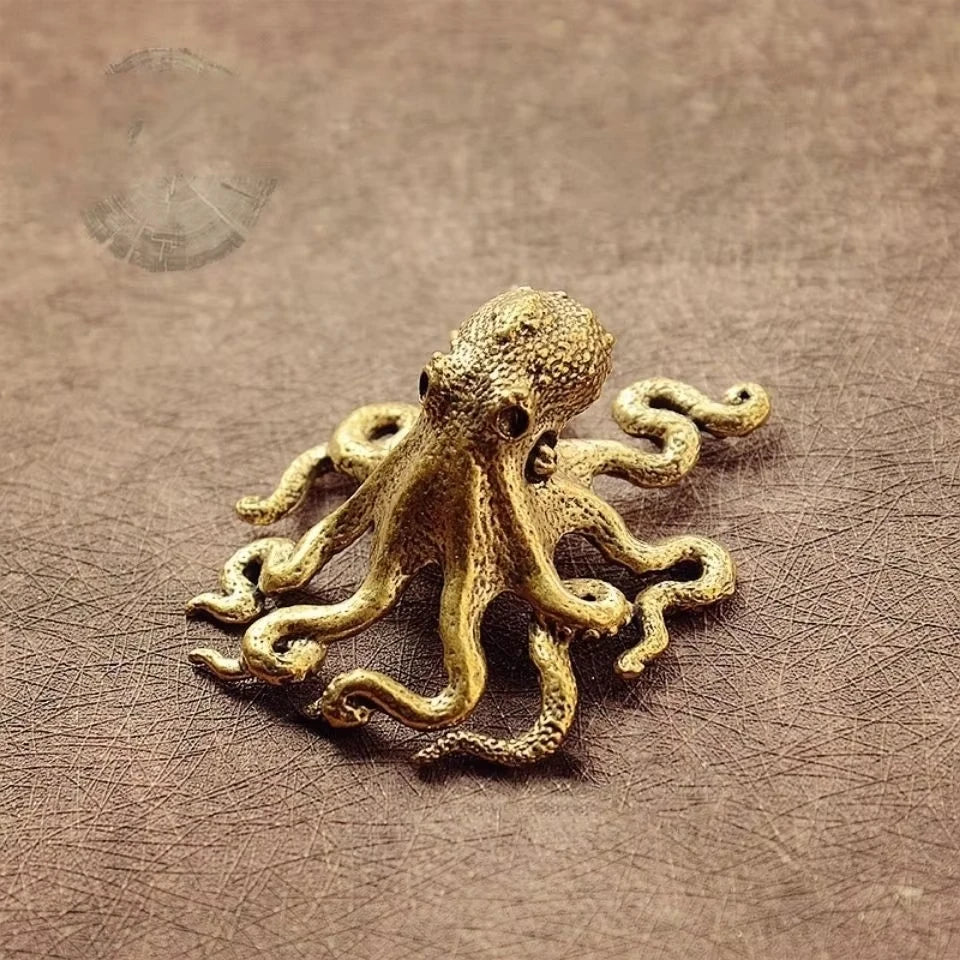 New Antique Octopus Home Decoration Brass Copper Animal Figurines Miniatures Desk Ornament Accessories Creative Table Craft