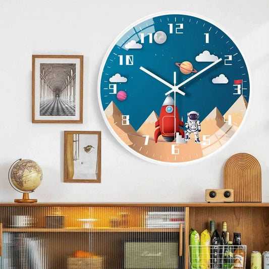 Creative Astronaut Children's wall clock Living Room Home Bedroom Clock Children's Room Cartoon Atmospheric room Display numbers - Unique Finds Market LLC