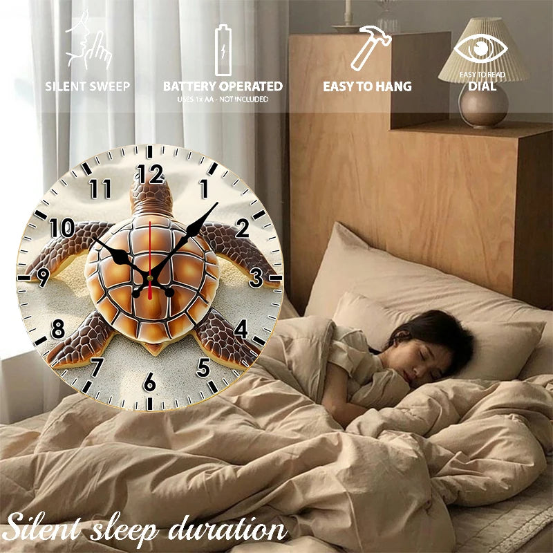 Multi Style Beach Wooden Round Silent Hanging Wall Clock,Suitable For Living Room,Office,Study Room,Bedroom,Home Decoration