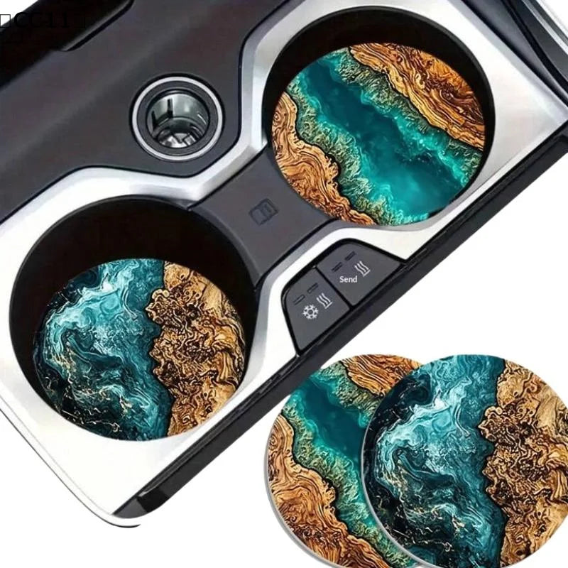 6pcs Ocean Wave & Wood Grain Coasters Set Heat-Resistant Drink Coasters For Coffee/Tea Mugs, Beach Theme Home Decor〔CC11〕