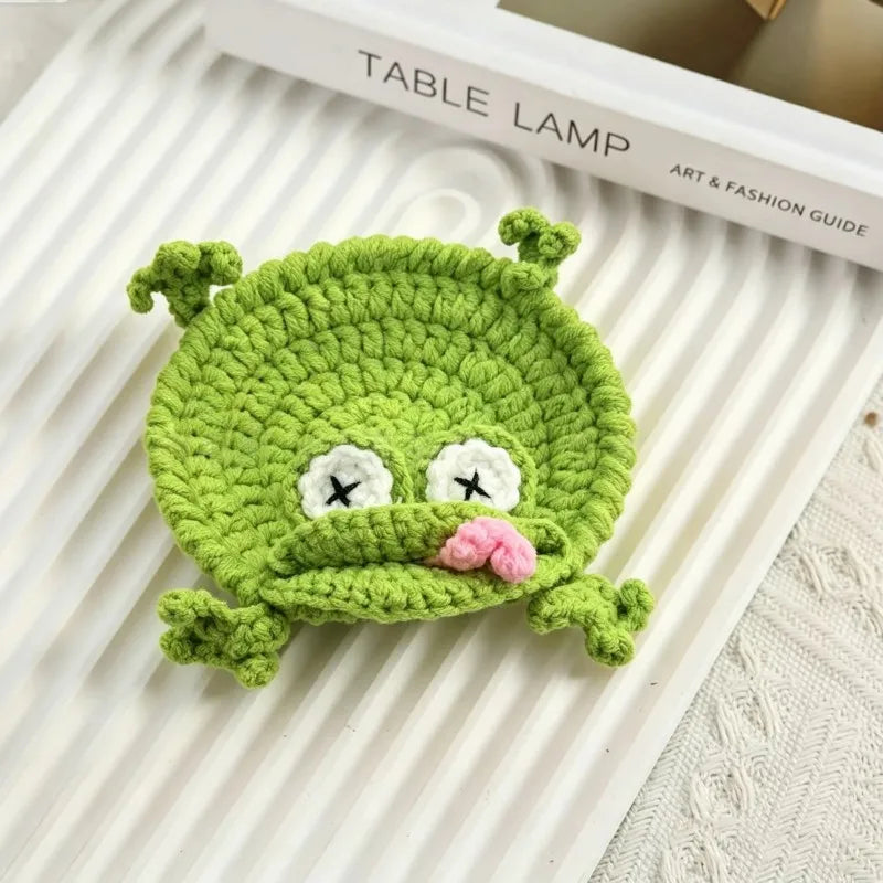 Funny Animal Crochet Coaster Heat Resistant Drink Coaster Knitting Duck Goose Frog Mouse Coasters Table Placemats Home Decor