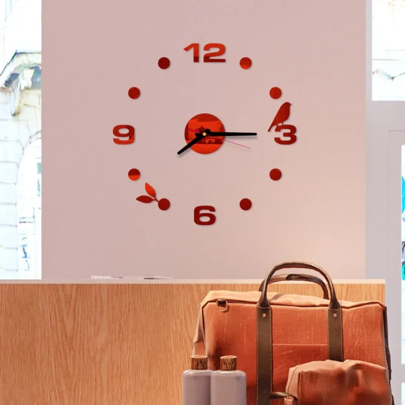 New Luminous Wall Clock Large Watch Horloge 3D DIY Acrylic Mirror Stickers Quartz Duvar Saat Clocks Modern Mute Alarm Clock