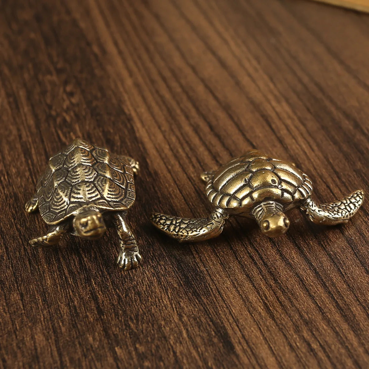 Pure Copper Turtle Statue Vintage Brass Tortoise Figurines Desktop Feng Shui Ornament Miniatures Antique Tea Pet Crafts Gifts