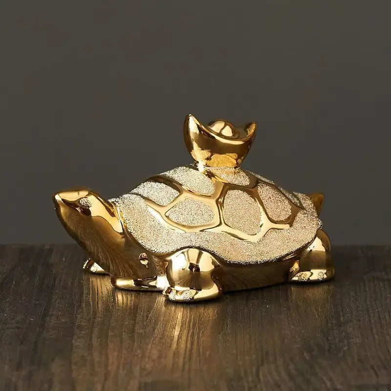 Longevity Turtle Desk Decoration Gold Decorative Figurines Money Turtle Ceramic Car Home Living Room Decor Home Accessories