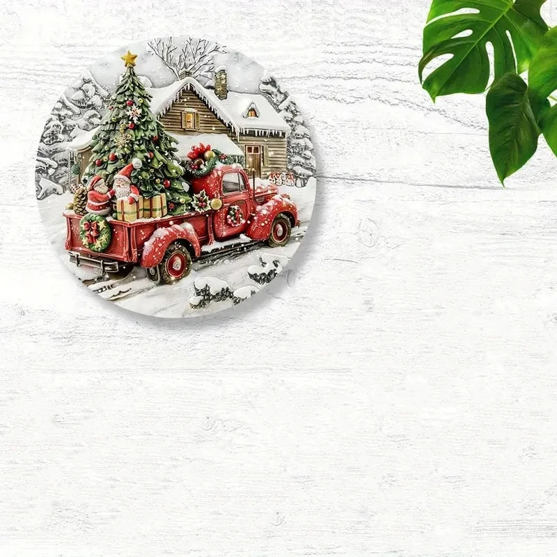 6 Pieces/Sets of Christmas-Style Patterned Printed Wooden Anti-Slip Coasters, Suitable for Beginners and Adults as Gifts
