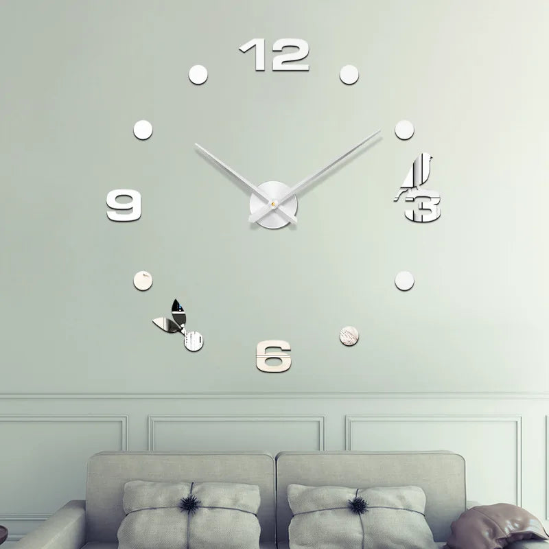2026 Modern Design Large Wall Clock 3D DIY Quartz Clocks Fashion Watches Acrylic Mirror Stickers Living Room Home Decor Horloge