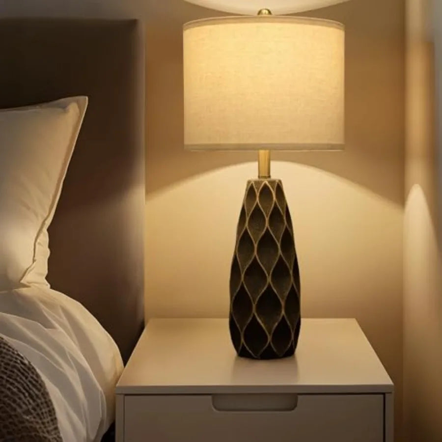 27.5" Ceramic Table Lamps for Bedroom Living Room Lamps Set of 2 Modern Bedside Nightstand Lamp Farmhouse Vintage Rustic Boho R