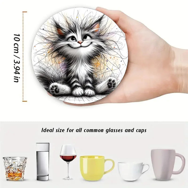 4 Sets of Colorful Bird Pattern Art Coasters, Wooden Anti-Slip Coasters, Suitable for Living Rooms, Offices, Bars, Etc
