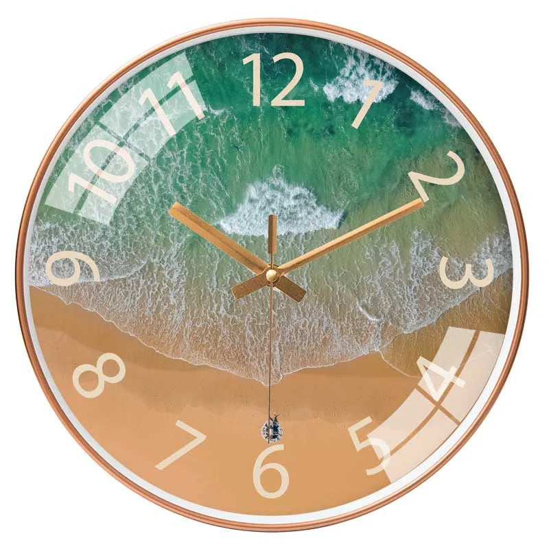 8inch Coastal Themed Wall Clock Vacation Style For Seaside Villas Coastal Living Rooms Bedrooms Wall Clock Noiseless 20CM