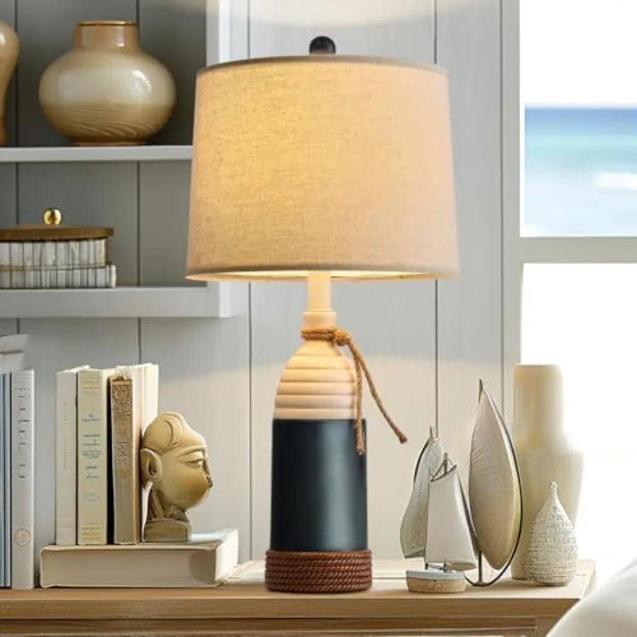 23.75" Table Lamp for Bedroom Bedside Table Lamp for Living Room Farmhouse Lamp for Nightstand Modern Coastal Nautical Lamp Dec