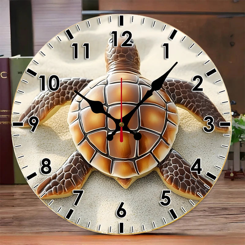 Multi Style Beach Wooden Round Silent Hanging Wall Clock,Suitable For Living Room,Office,Study Room,Bedroom,Home Decoration