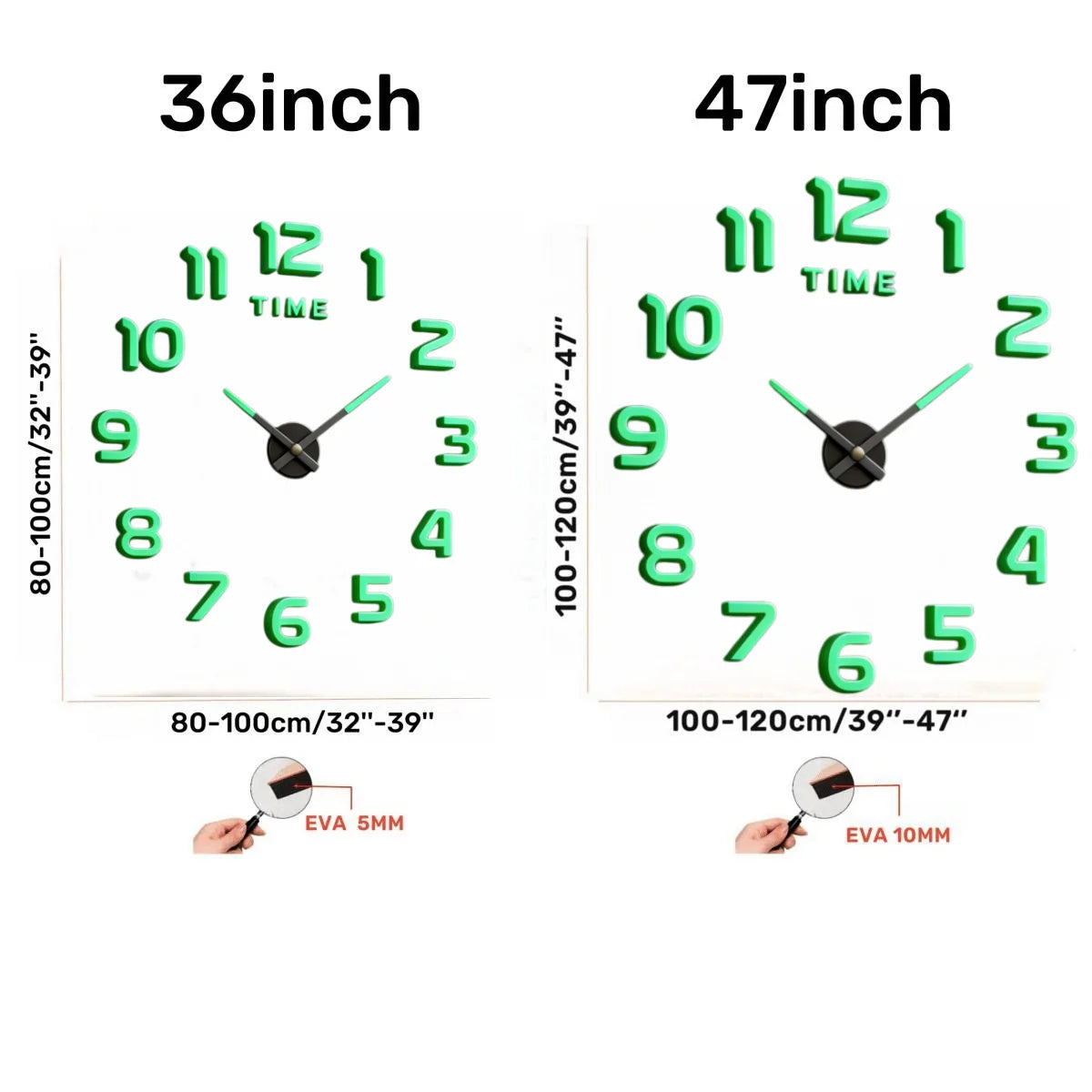 Large 3D Wall Clock Luminous Classic Wall Clocks DIY Digital Clock Wall Watches Stickers Silent Clock for Home Living Room Table
