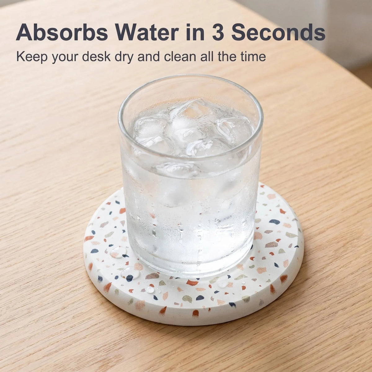 1pc Diatomite Stone Coasters, Quick-Dry Absorbent Non-Slip Cup Mat, Sweat-Proof Heat-Resistant, Desk Kitchen Aesthetic Decor