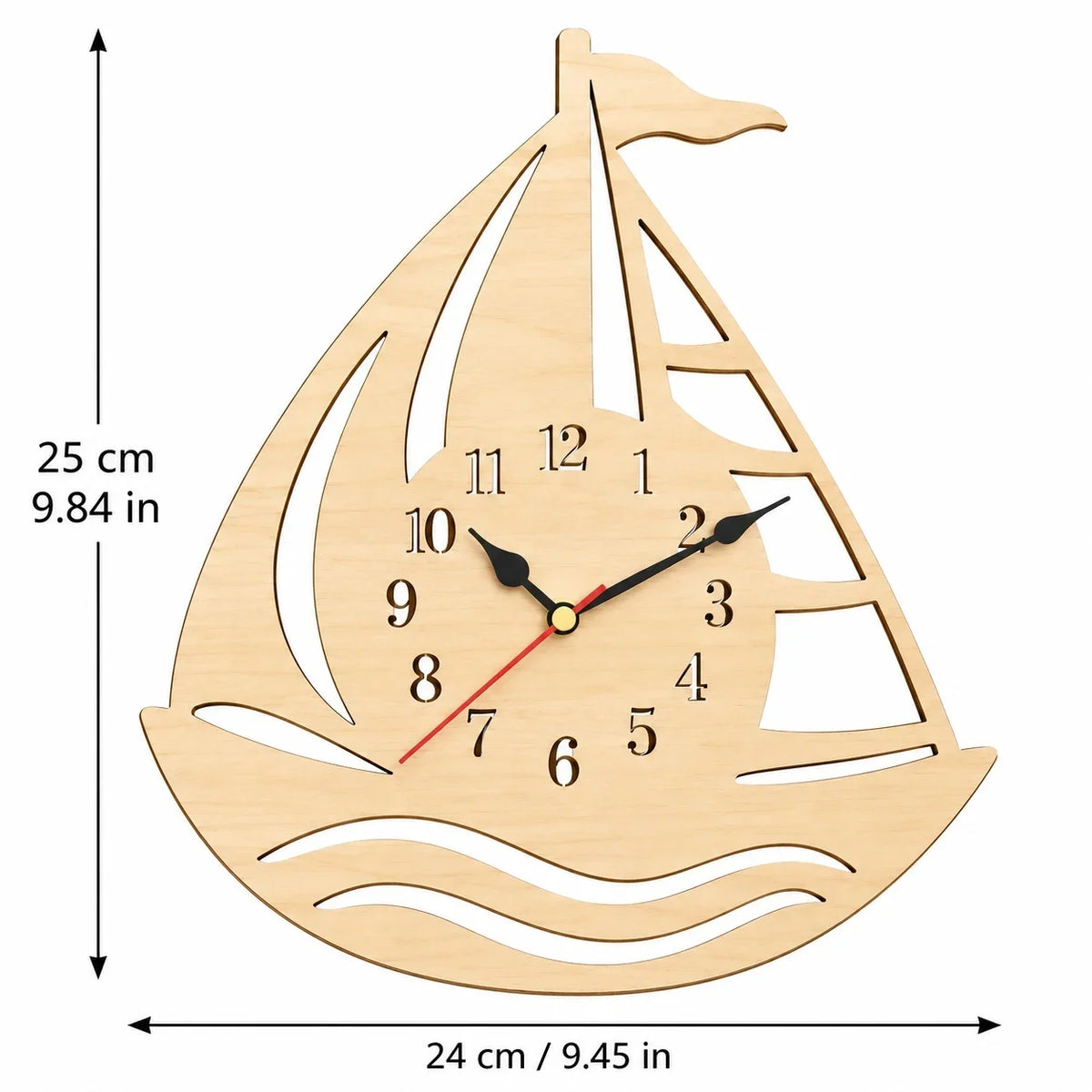 Wooden Sailboat Wall Clock, Nautical Coastal Home Decor, Beach House Wall Art, Ocean Theme Room Decor, Rustic Marine Clock