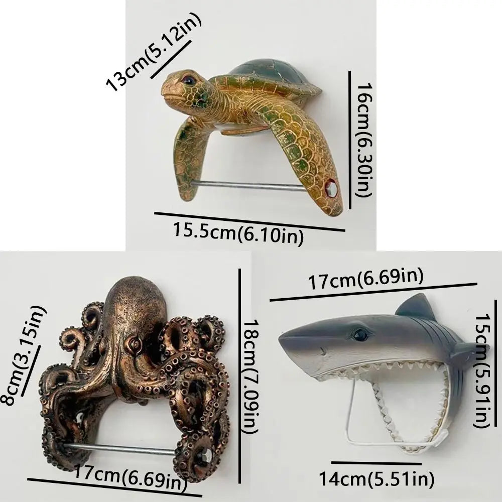 Resin Sea Turtle Toilet Paper Holder Coastal Style Cute Bathroom Tissue Holder Marine Animal Beach Themed