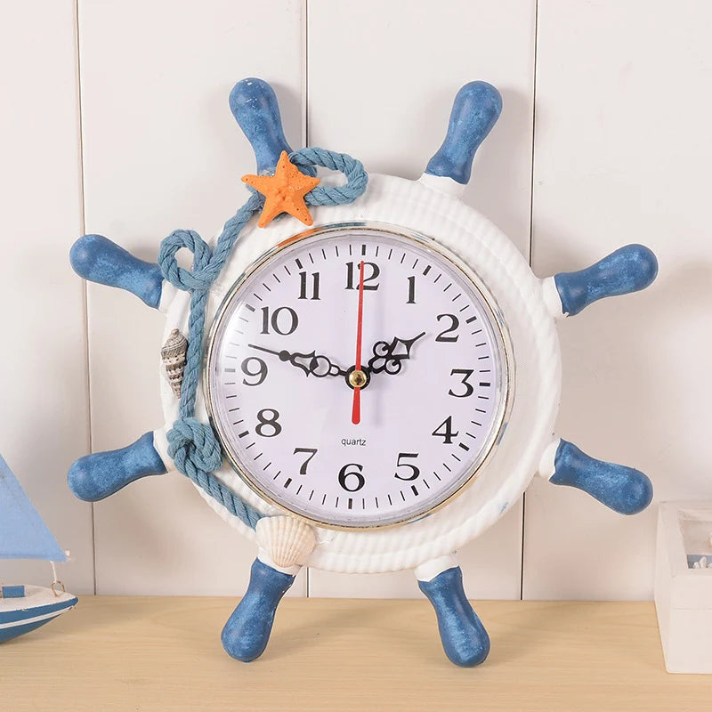 Maritime Decorative Time Clock Kid Timer Nautical Beach Wheel Wall Clock Household Supplies Watch Clock for Kids