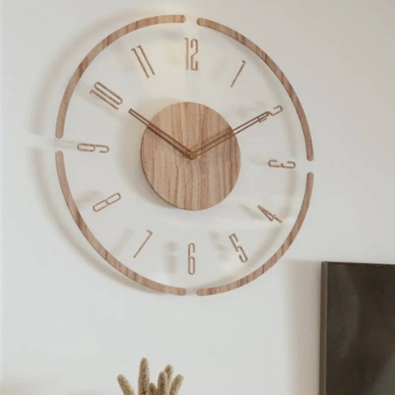 Fashion Clock Wall Clock living room decoration Solid Wood Creative Silent Nordic Simple Quartz Clock Luxury Wall Watch decor