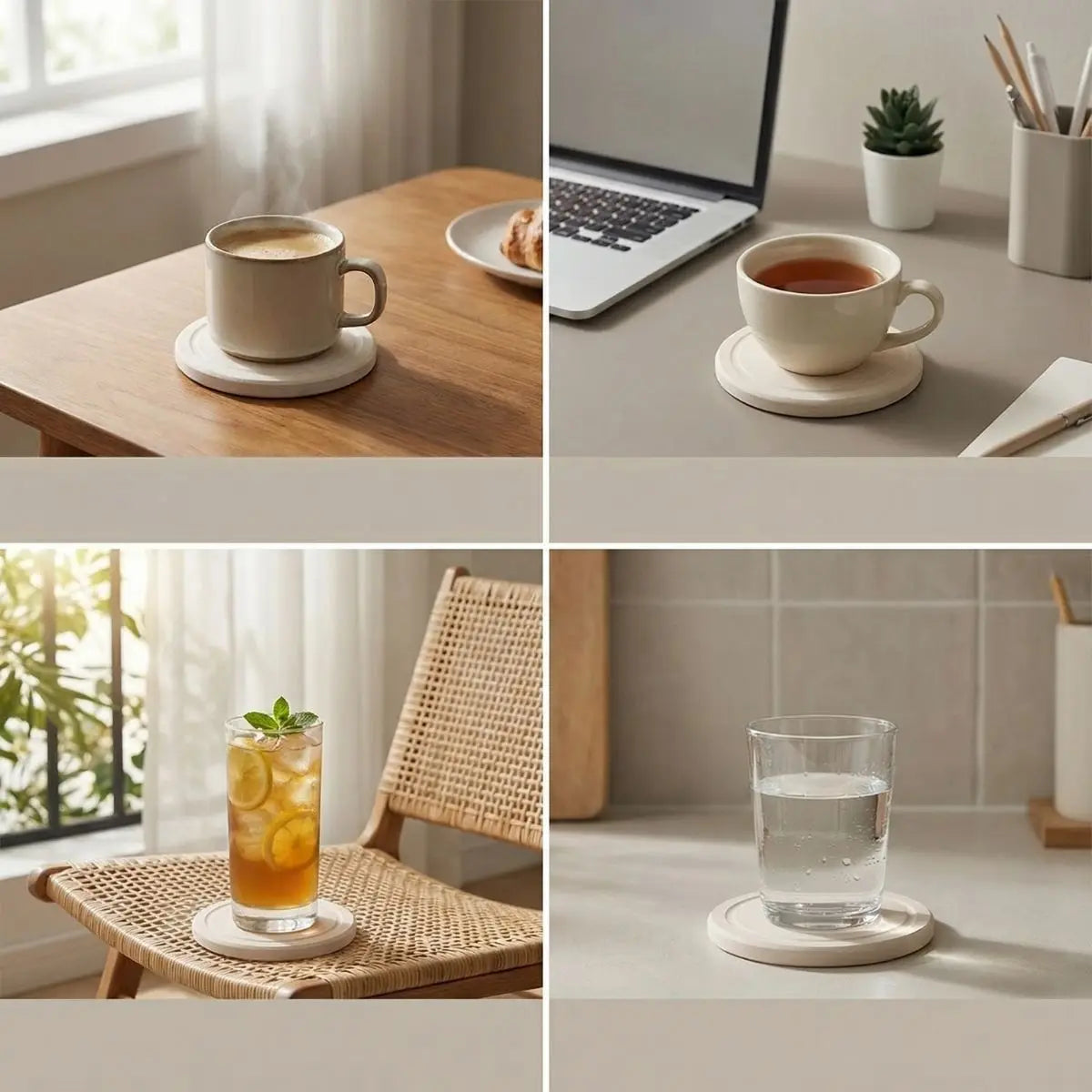 Absorbent Diatomaceous Earth Coasters 3.5Inch Round Grooved Instant Dry Diatomite Drink Coasters Suitable for Drink Cup