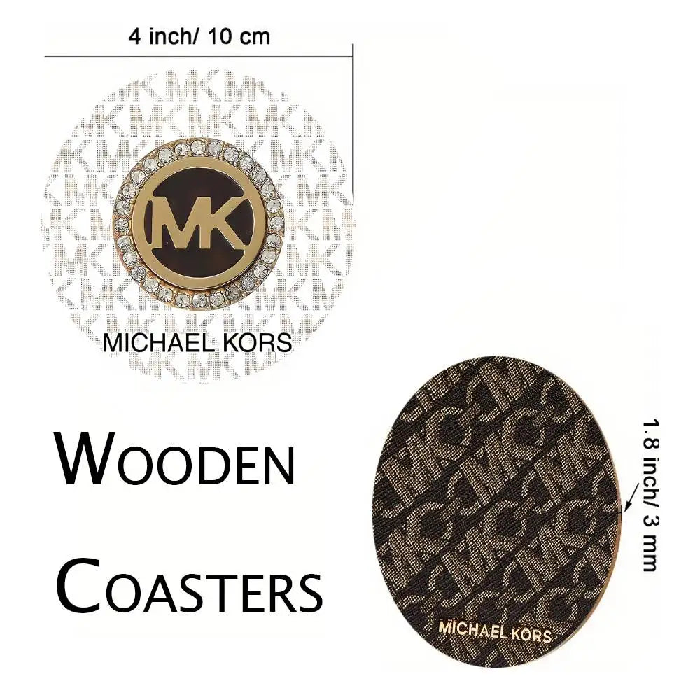 M-Michaels-Fashion-Kors Coasters 10cm Round Wooden Suitable For Drinks Tea Coffee Home Gift Choice Holidays