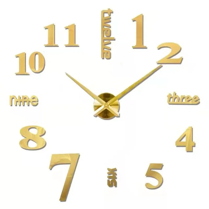 2026 Modern Design Large Wall Clock 3D DIY Quartz Clocks Fashion Watches Acrylic Mirror Stickers Living Room Home Decor Horloge