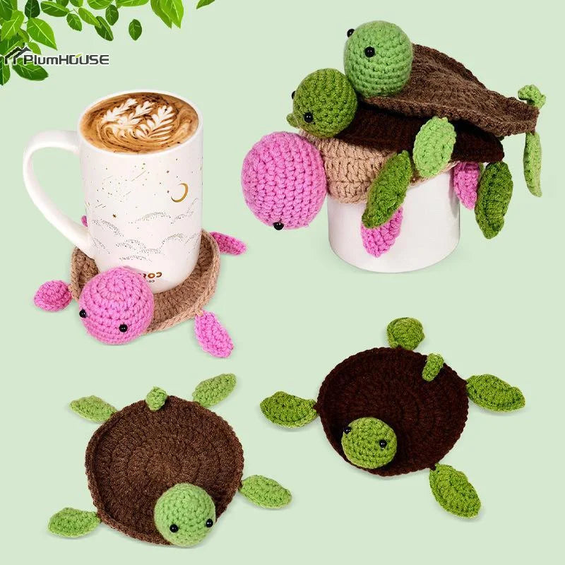 Handmade Crochet Turtle Coaster, Fun Animal Mug Rug, Creative Knitting Housewarming Gift, Home Decor, Gift For Daughter, Mom