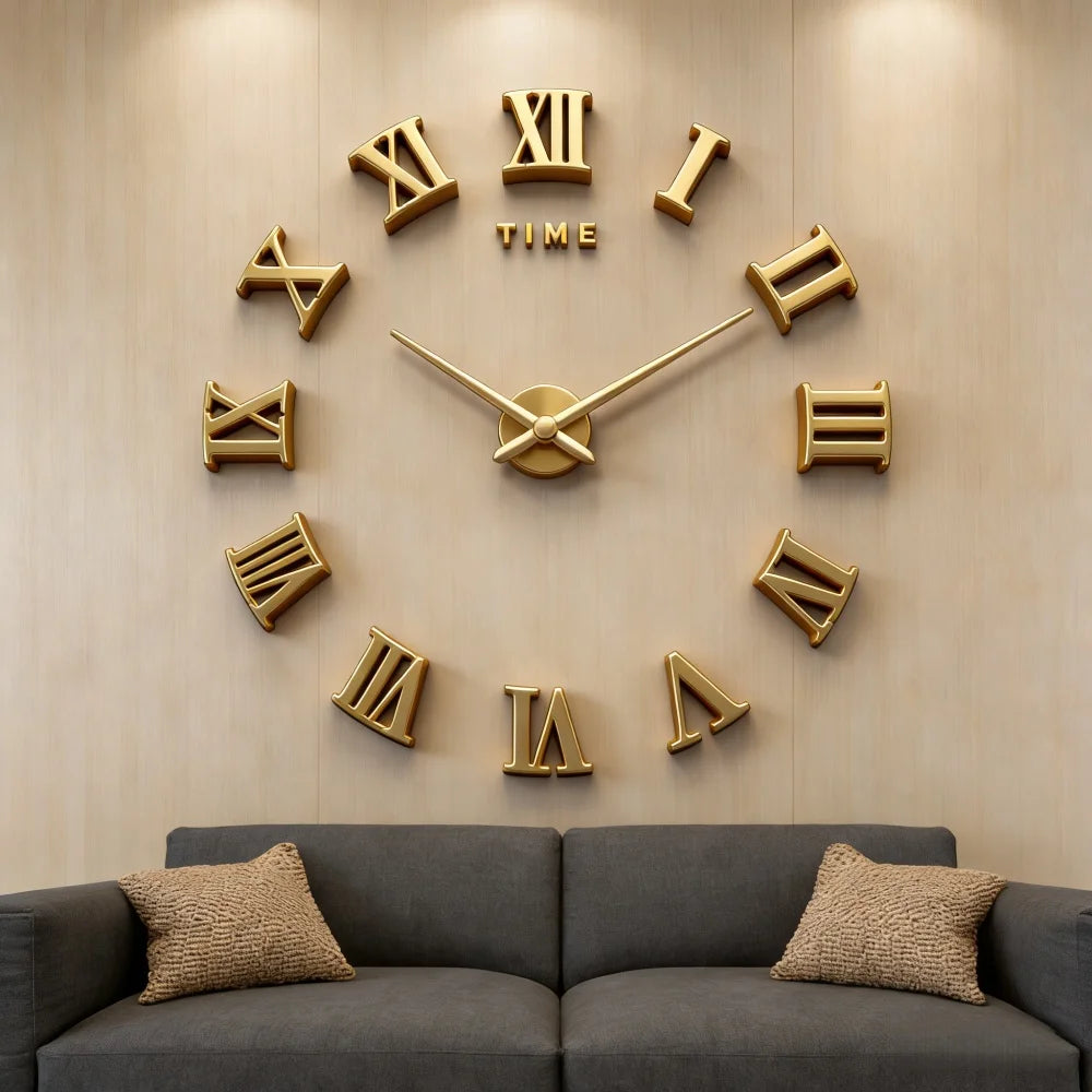 2D/3D Large Roman Numeral Acrylic Mirror Wall Clock Sticker Fashion DIY Quartz Clocks Watch Home Decoration Living Room Stickers