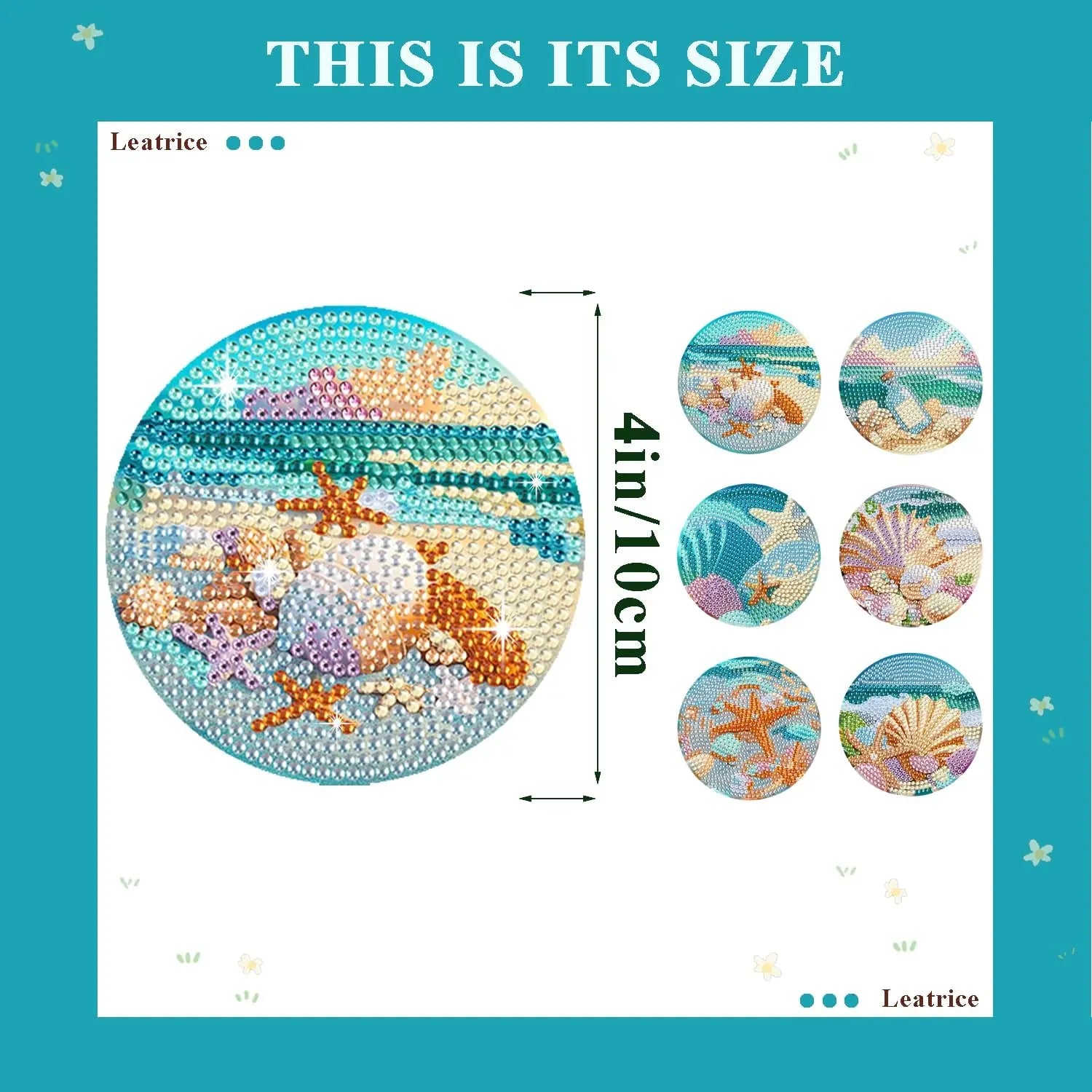 6 Pieces/Set of Beach Scenery Pattern Diamond Painted Wooden Coasters, DIY Creative Diamond Painted Coasters, Holiday Gifts