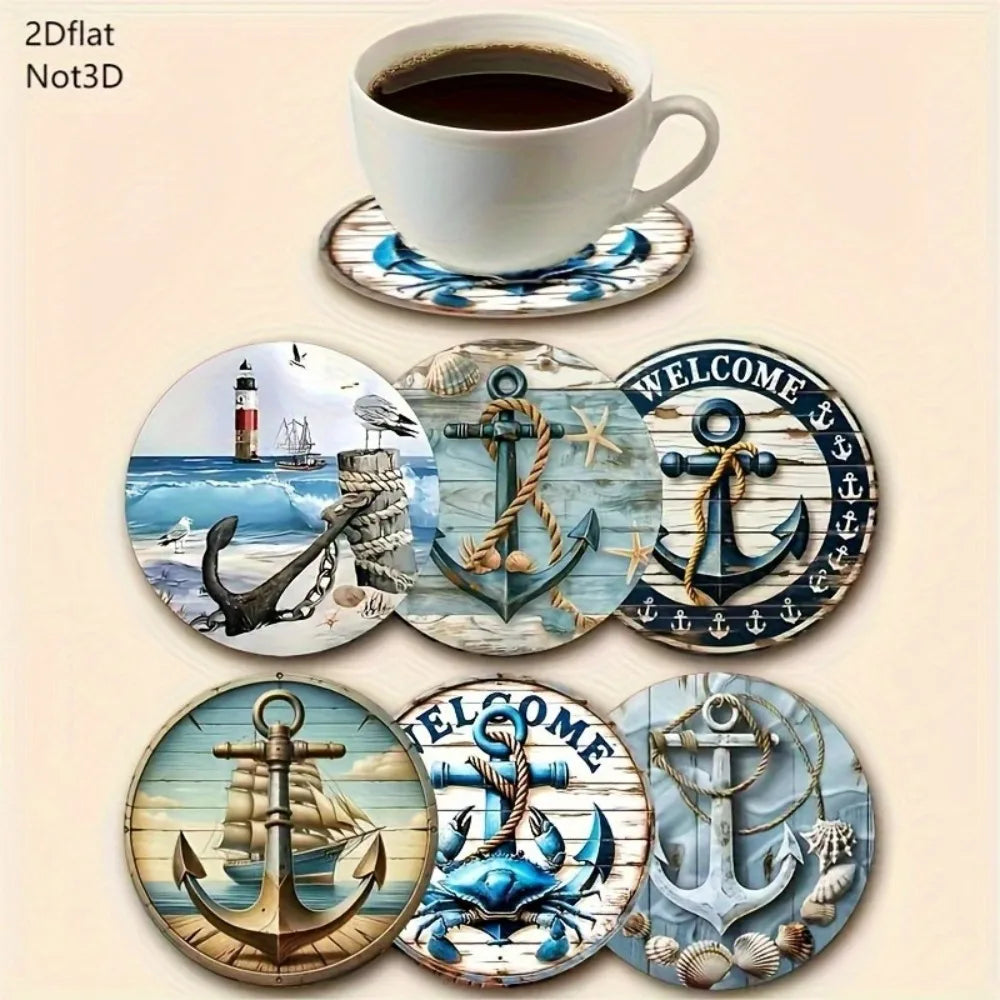 6/8Pcs/set Wooden Placemat Set Design Circular Gathering Family Party Desktop Decoration Wooden Crafts Home Table Linen Coaster