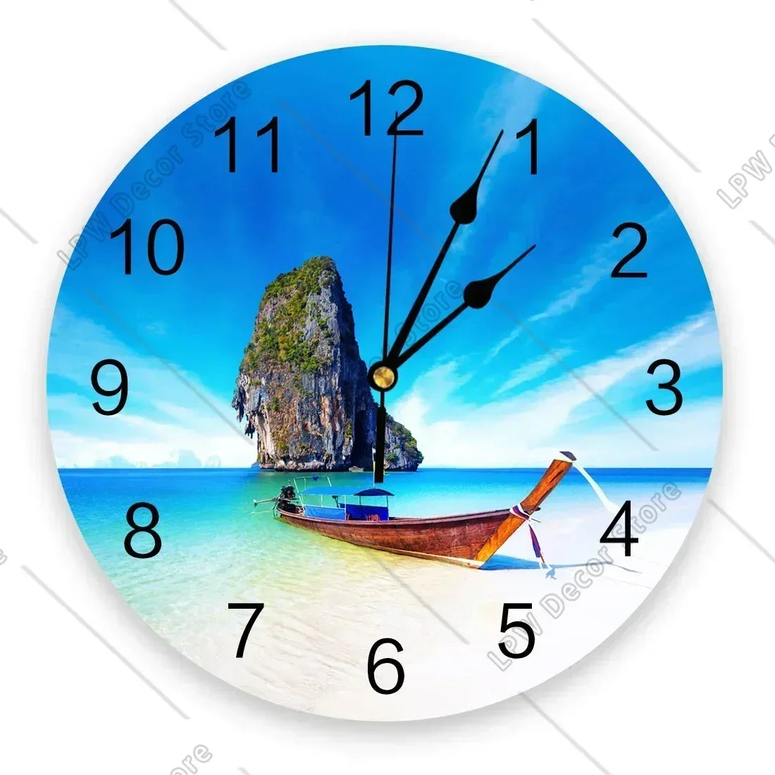 Sea Beach Sailing CloudsWall Clock Home Decor Bedroom Silent Wall Digital Clock Wall Clock Modern Design