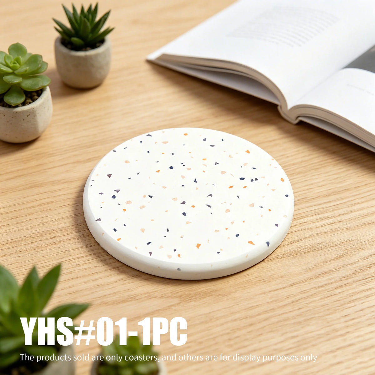 1pc Diatomite Stone Coasters, Quick-Dry Absorbent Non-Slip Cup Mat, Sweat-Proof Heat-Resistant, Desk Kitchen Aesthetic Decor