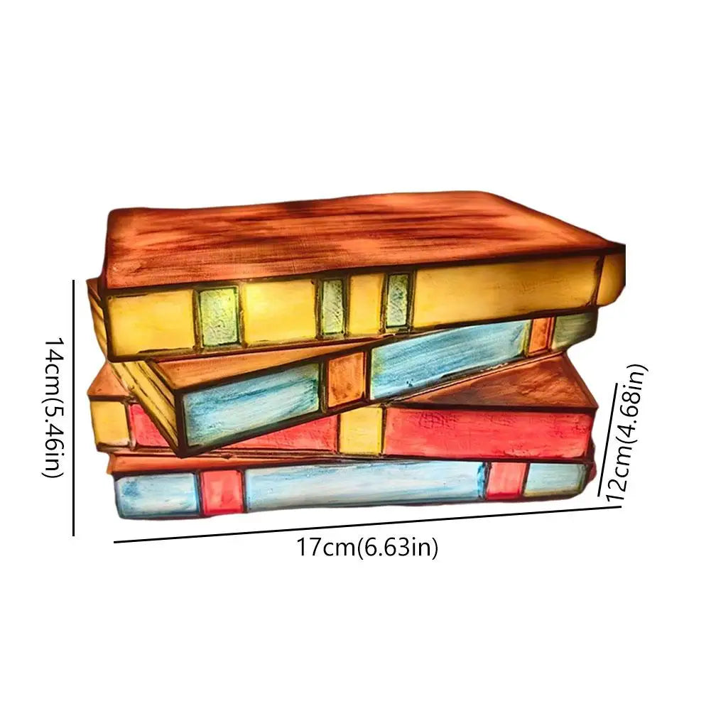 Plastic Stacked Books Lamp Decorative Handicraft Stacked Books Light Stained Glass Table Reading Light Nightstand Desk Lamps
