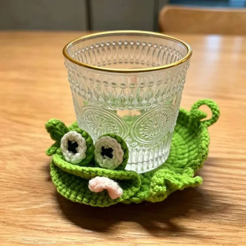 Funny Animal Crochet Coaster Heat Resistant Drink Coaster Knitting Duck Goose Frog Mouse Coasters Table Placemats Home Decor
