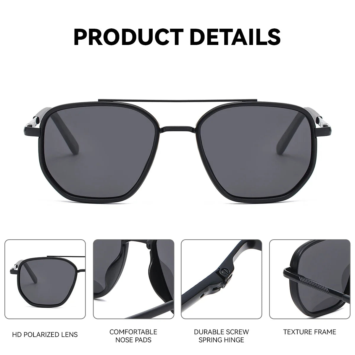 BARCUR Fashionable Trendy Polarized Sunglasses Polygon Frame with Delicate Thickened Striped Design – TAC Lens UV400 Protection for Driving and Outdoor Activities Women’s Fashion Sunglasses for Summer