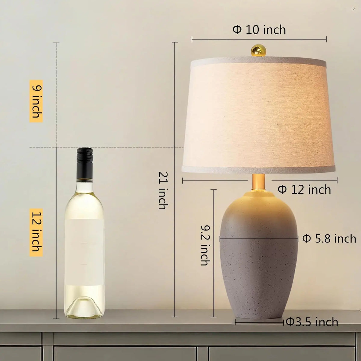 Set of 2 Farmhouse Ceramic Small Table Lamps for Living Room Bedroom with LED Bulbs
