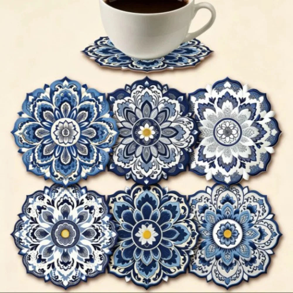 6/8Pcs/set Wooden Placemat Set Design Circular Gathering Family Party Desktop Decoration Wooden Crafts Home Table Linen Coaster