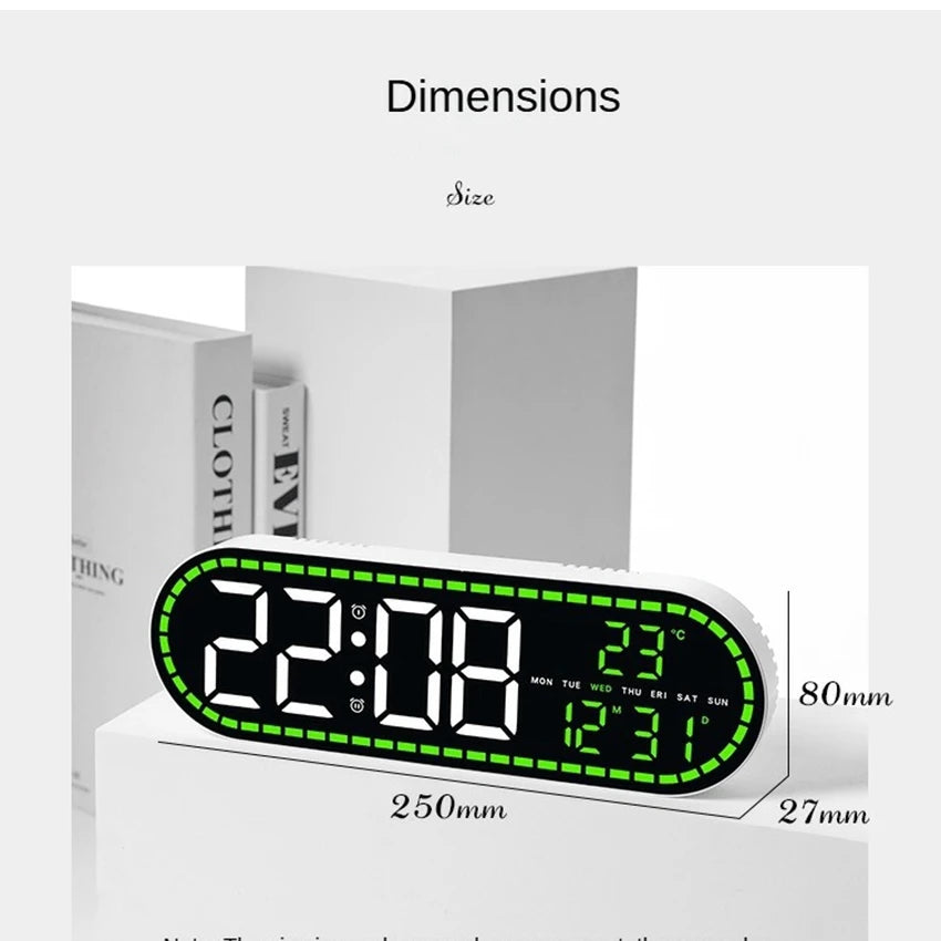 Large Digital Wall Clock Temperature and Date Week Display Electronic LED Table Alarm Clocks Brightness Adjustable 12/24H Format