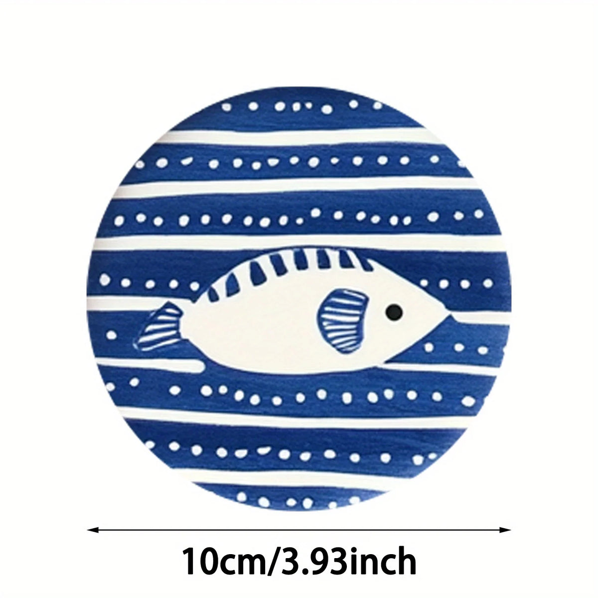 Blue Small Fish Ocean Theme 2D Wooden Coasters Heat Insulation Anti-Slip for Desktop Protection Ideal Coffee Shop Office Bar