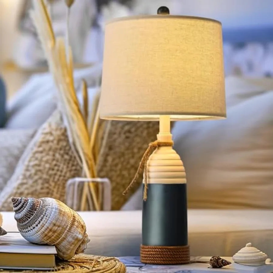 23.75" Table Lamp for Bedroom Bedside Table Lamp for Living Room Farmhouse Lamp for Nightstand Modern Coastal Nautical Lamp Dec