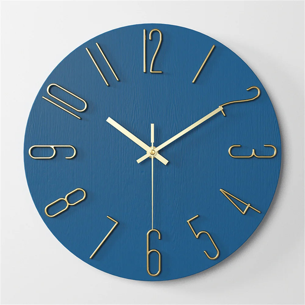 Decorative Plastic Gold Large Number Wall Clock 30cm Blue Coffee White Black Green Decoration Kitchen Modern Design Wall Hanging