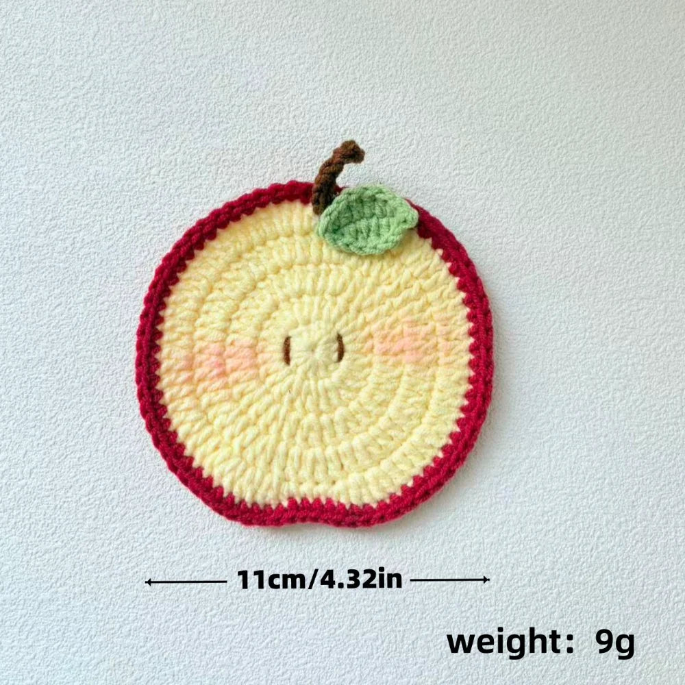 Yarn Crochet Fruit Coasters Fruit Shaped Heat Insulating Fruit Cup Coasters Soft Lightweight Handmade Crochet