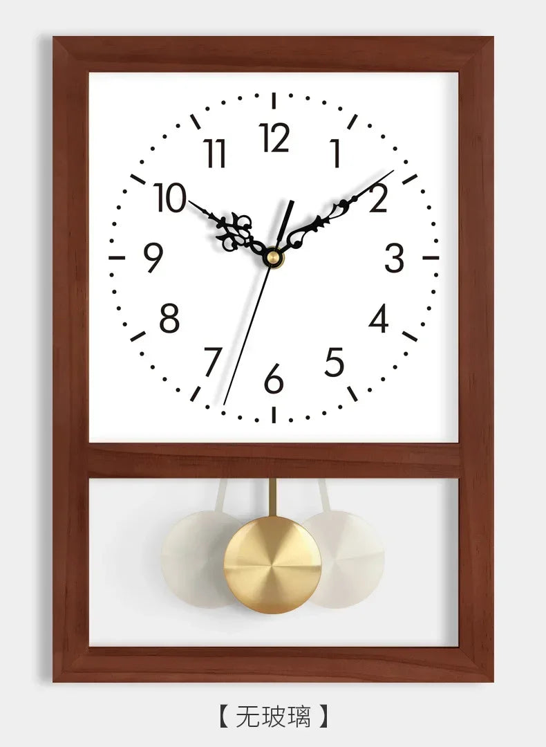 Japanese Retro Solid Wood Clock Household Living Room Bedroom Square Art Table Decoration Rocking Wall Clock Home Decoration