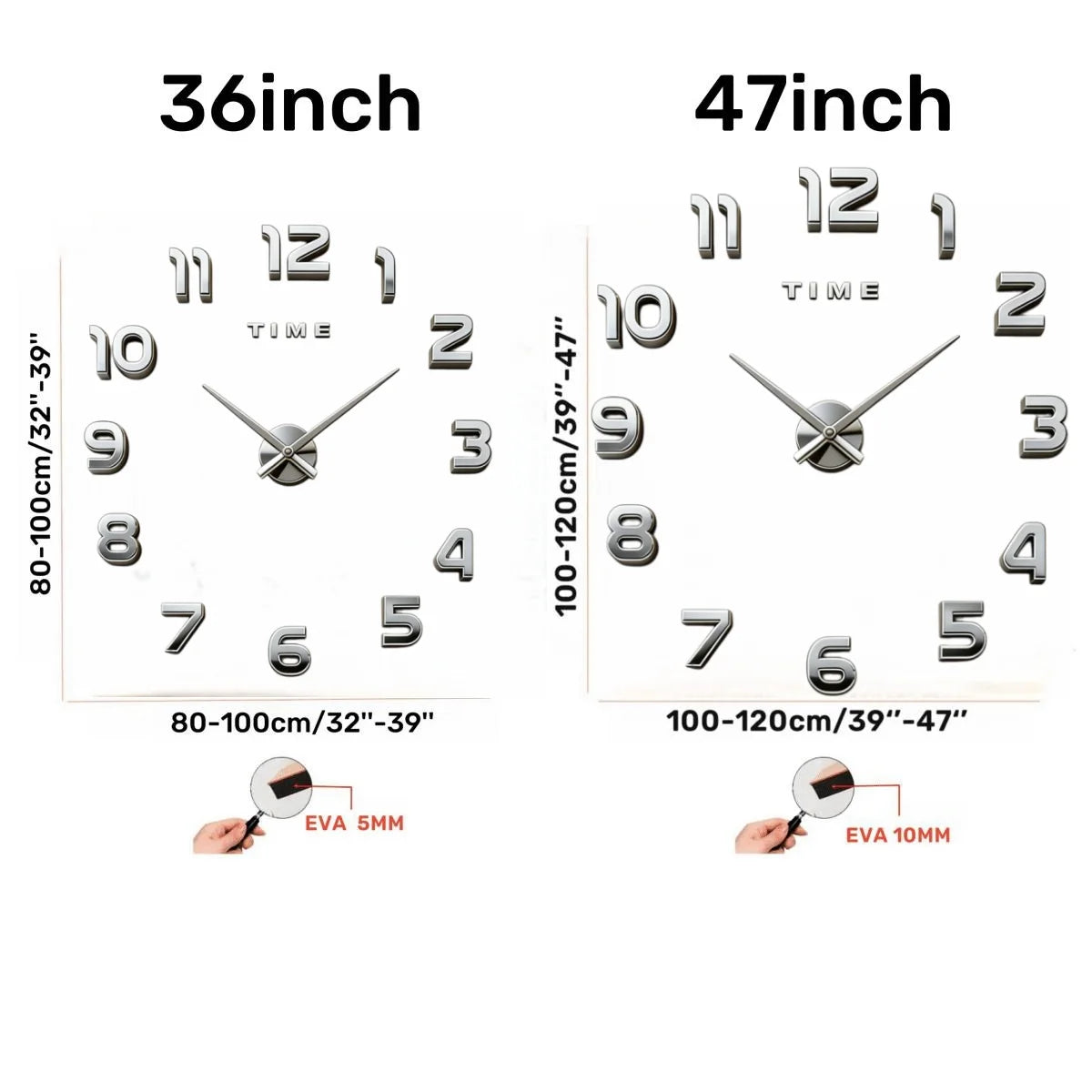 Large 3D Wall Clock Luminous Classic Wall Clocks DIY Digital Clock Wall Watches Stickers Silent Clock for Home Living Room Table