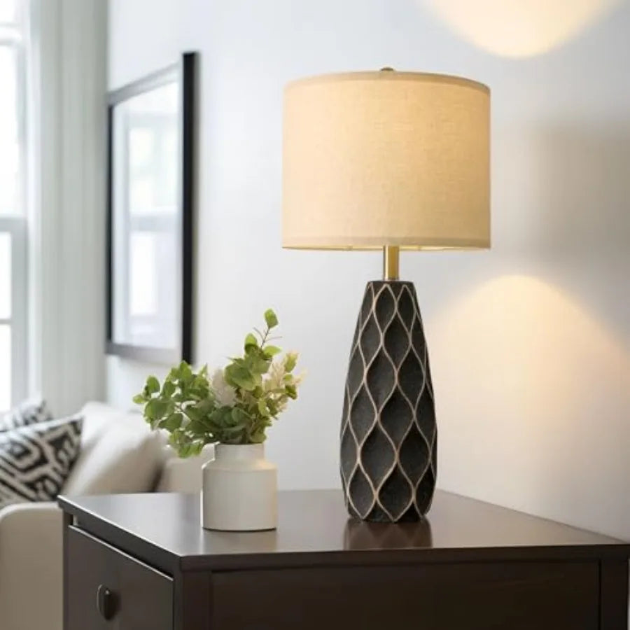 27.5" Ceramic Table Lamps for Bedroom Living Room Lamps Set of 2 Modern Bedside Nightstand Lamp Farmhouse Vintage Rustic Boho R