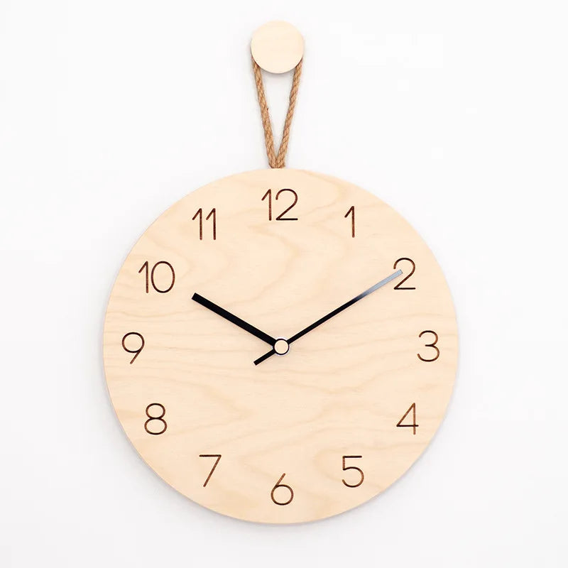 1Pc 25/30cm Round Solid Wood Hanging Clock Nordic Style Creative Home DIY Decoration Wall Clocks for Living Room Bedroom Kitchen