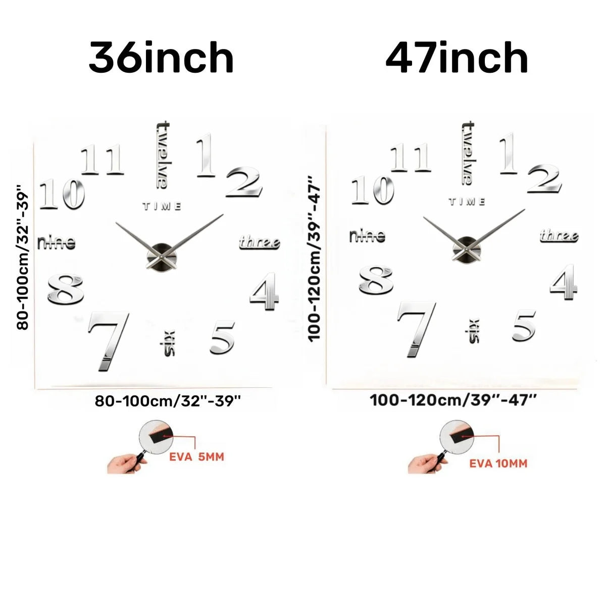 NEW Modern Design Large Wall Clock 3D DIY Quartz Clocks Fashion Watches Acrylic Mirror Stickers Living Room Home Decor Horloge
