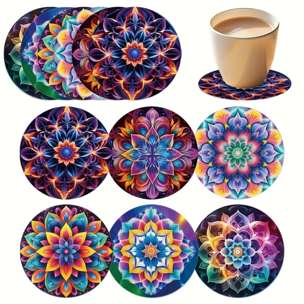 6/8Pcs/set Wooden Placemat Set Design Circular Gathering Family Party Desktop Decoration Wooden Crafts Home Table Linen Coaster