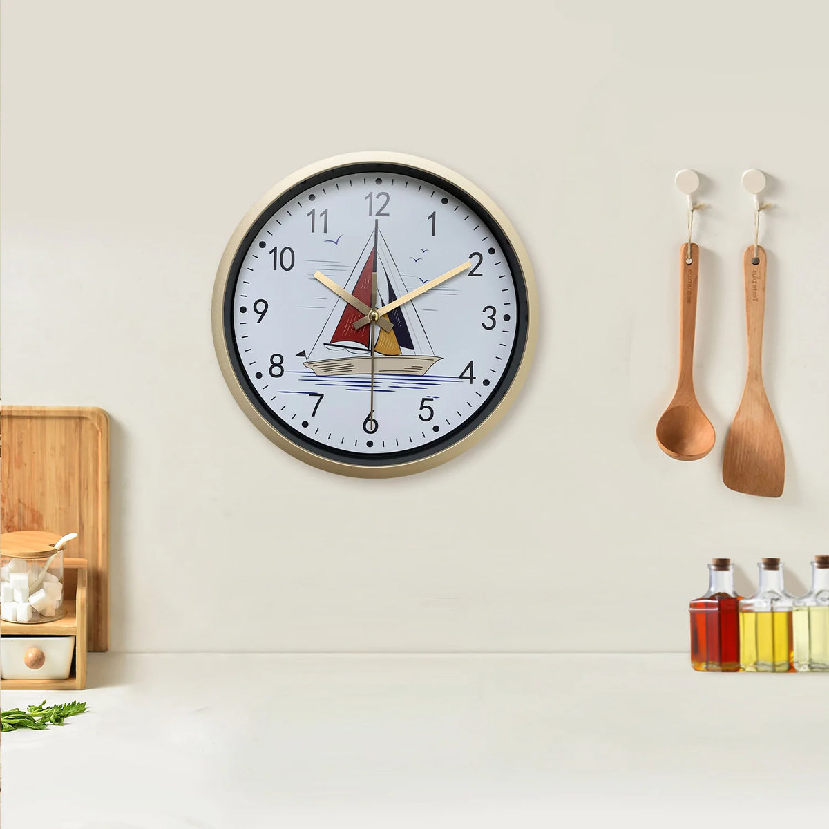 Freedom of the Sea Sailboat Design Wall Clock, 8-Inch Home Silent Clock, Decorated Living Room, Bedroom, Den, Bathroom